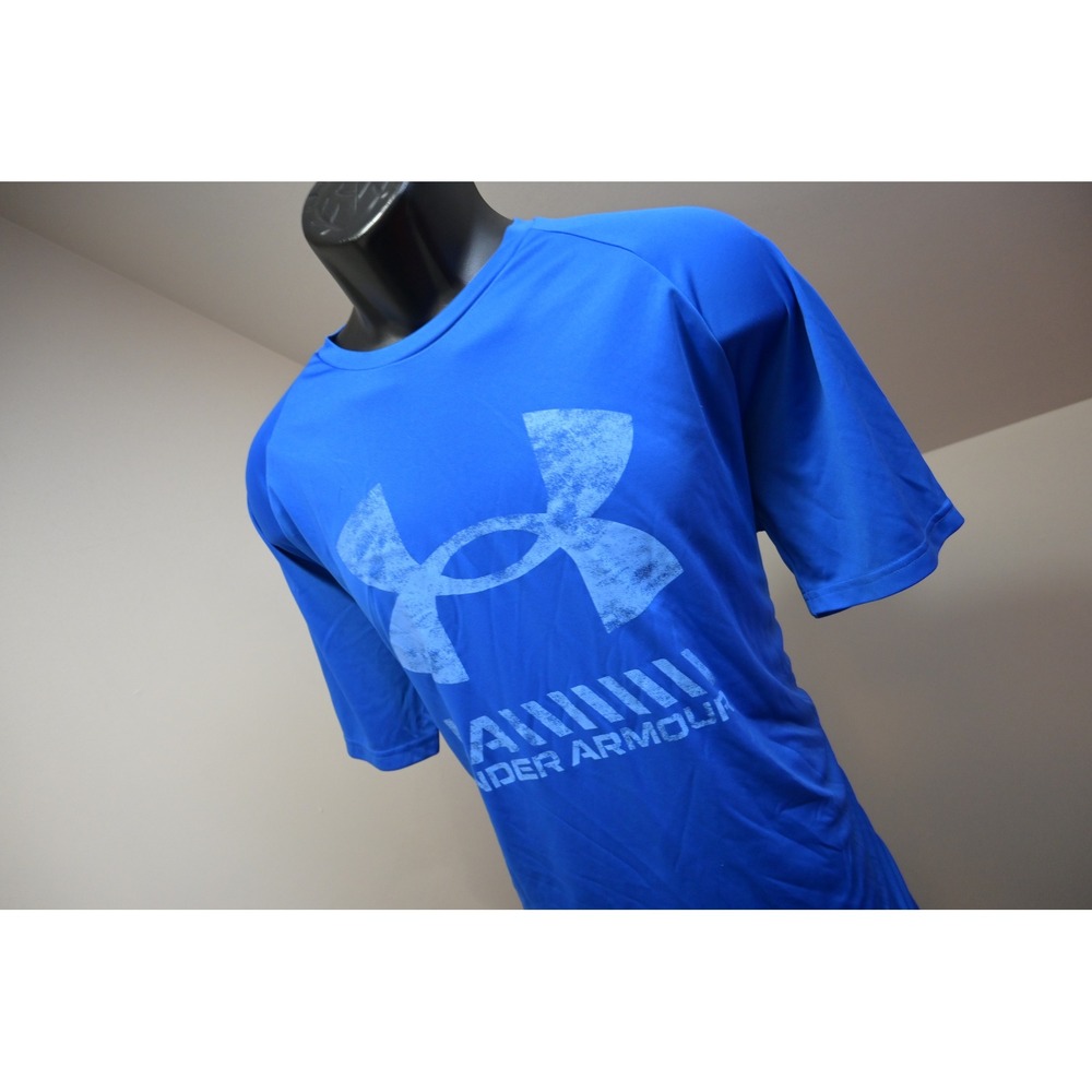 Under Armour T-Shirt Men XL Blue Graphic Logo Loose Fit Short Sleeve Excellent